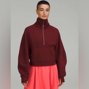 NWT Lululemon Red Merlot XS/SM Oversize Half Zip Funnel Neck Pullover LW3FJ6S